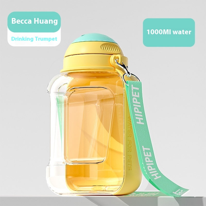 Portable pet water bottle with bowl