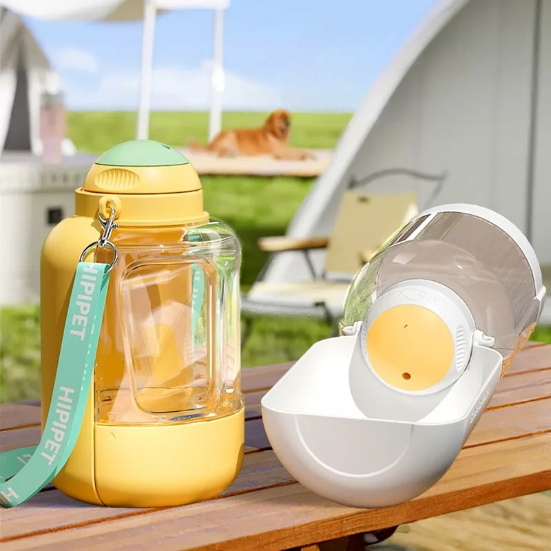 Portable pet water bottle with bowl