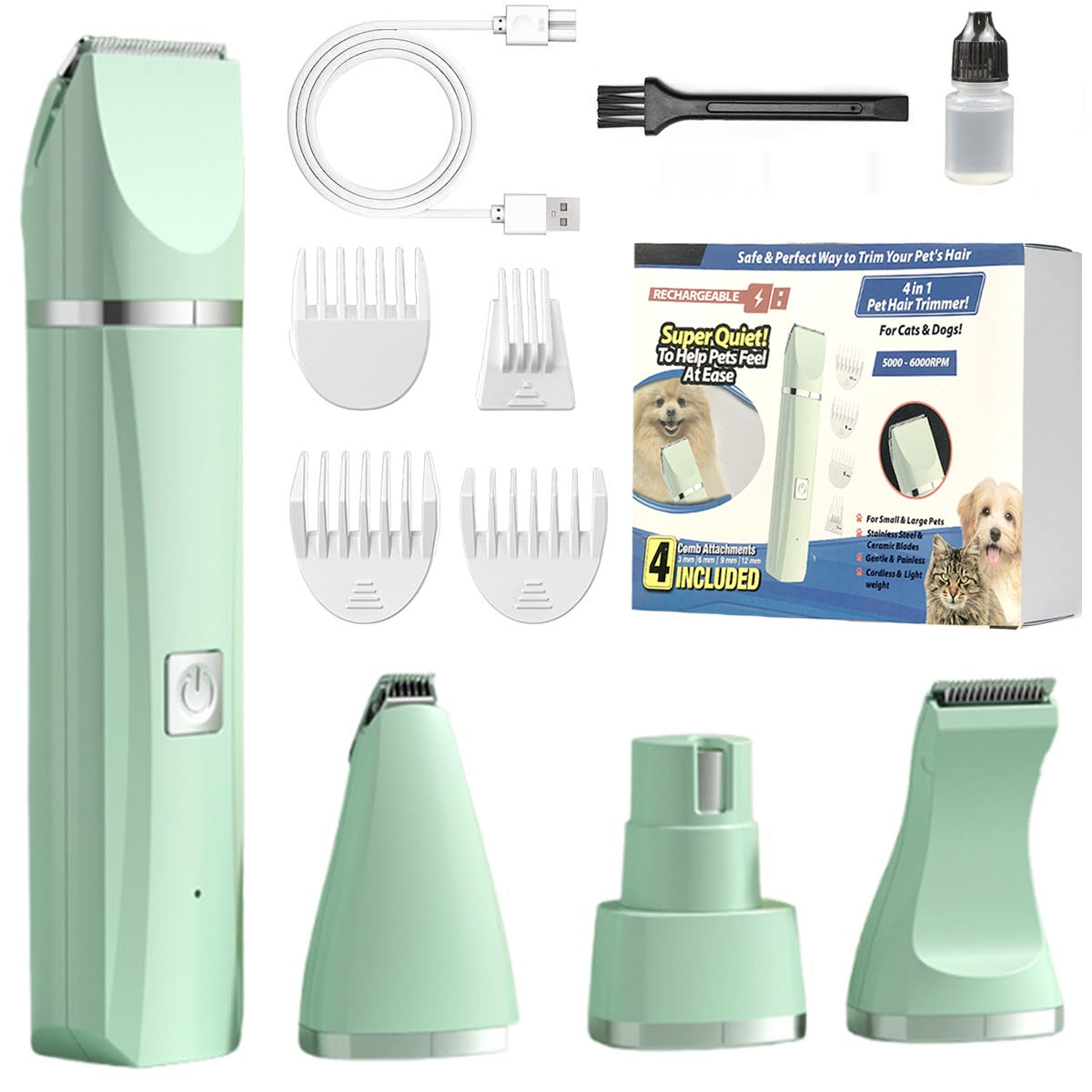 Professional Pet Hair Grooming Cordless Trimmer Shaver Kit