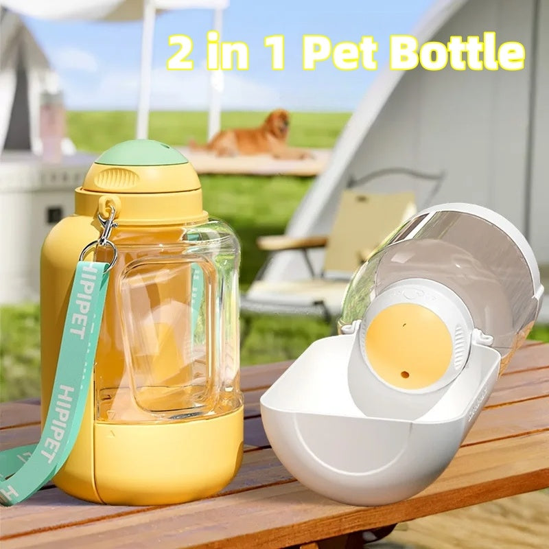 Portable pet water bottle with bowl